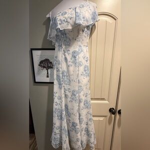 Blue and White One Shoulder Sundress for Weddings